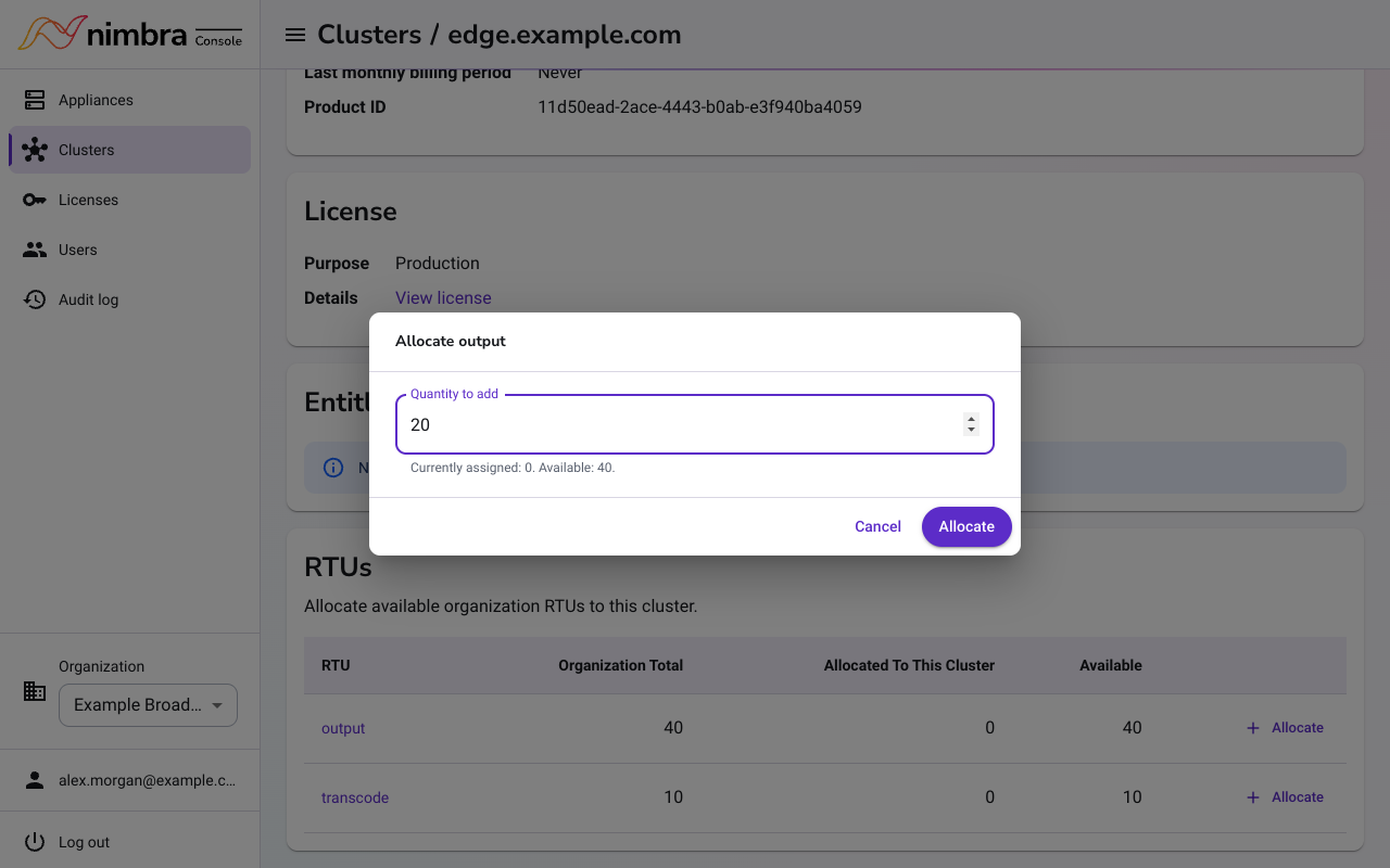 Allocating RTUs to a cluster
