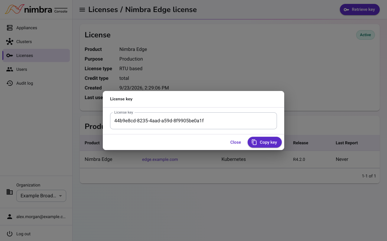 The license key