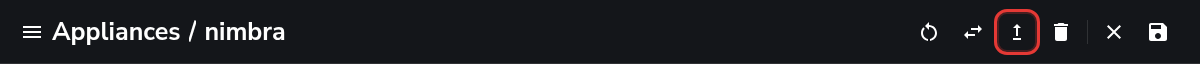 Upgrade button in the appliance toolbar