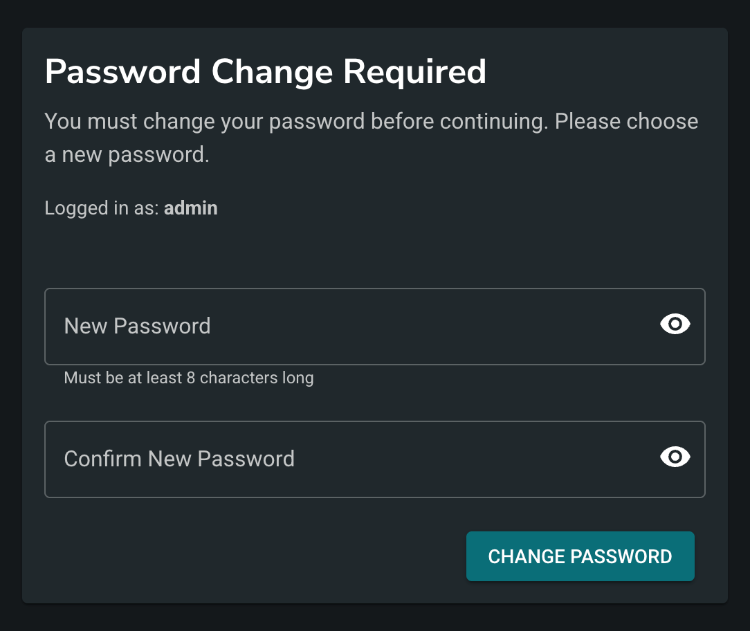 Changing the password