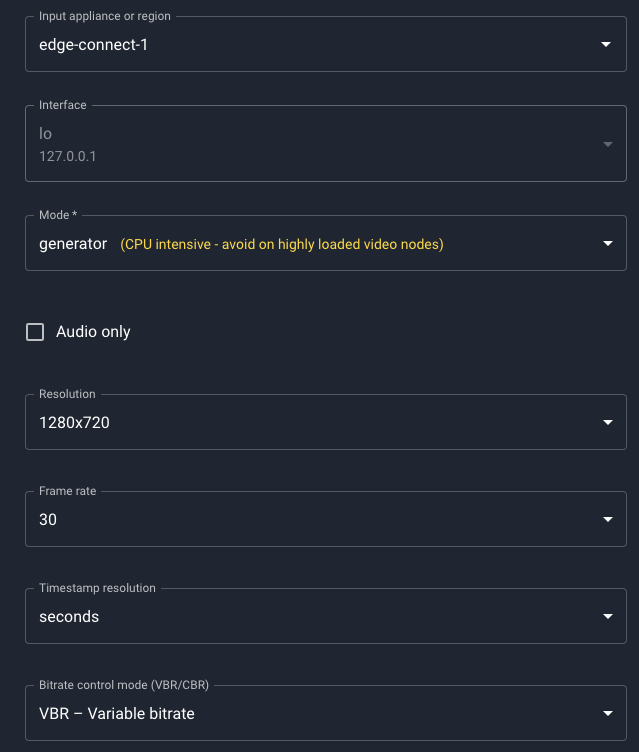 Generator Input appliance section