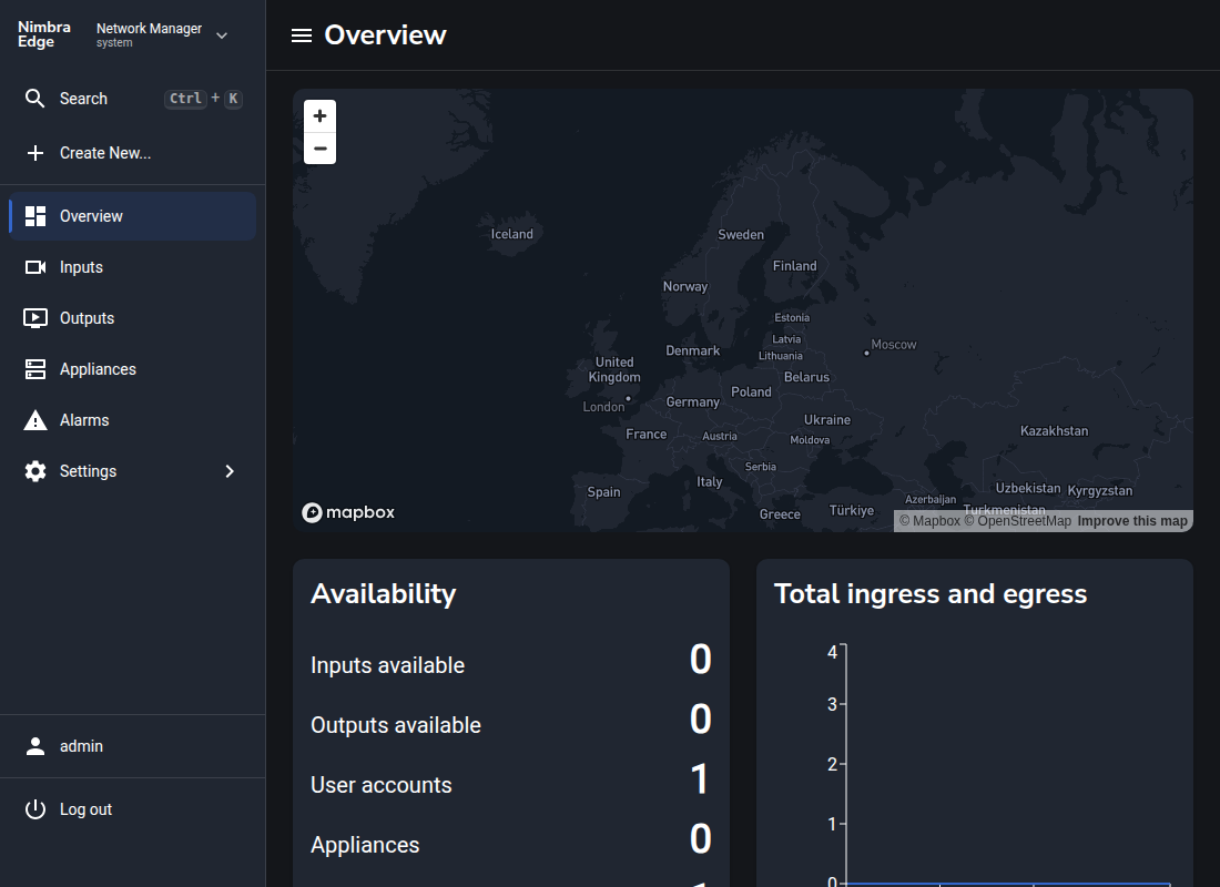 Network Manager overview after the first login